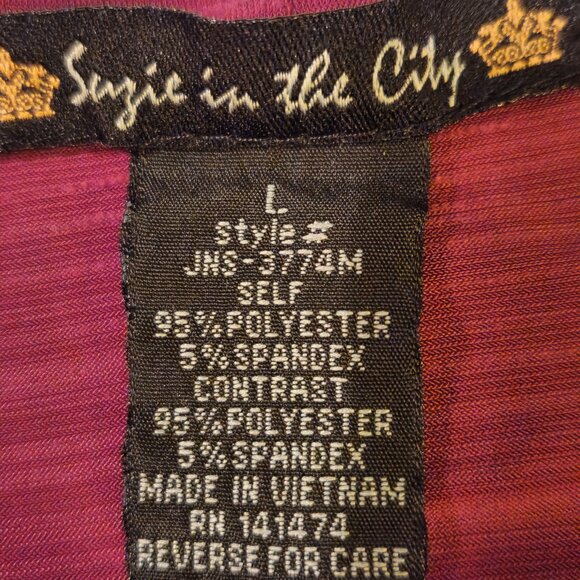 ❤️ 4/$20 Suzie in the City tank top Women's large Purple black V-neck front zip - Picture 12 of 13